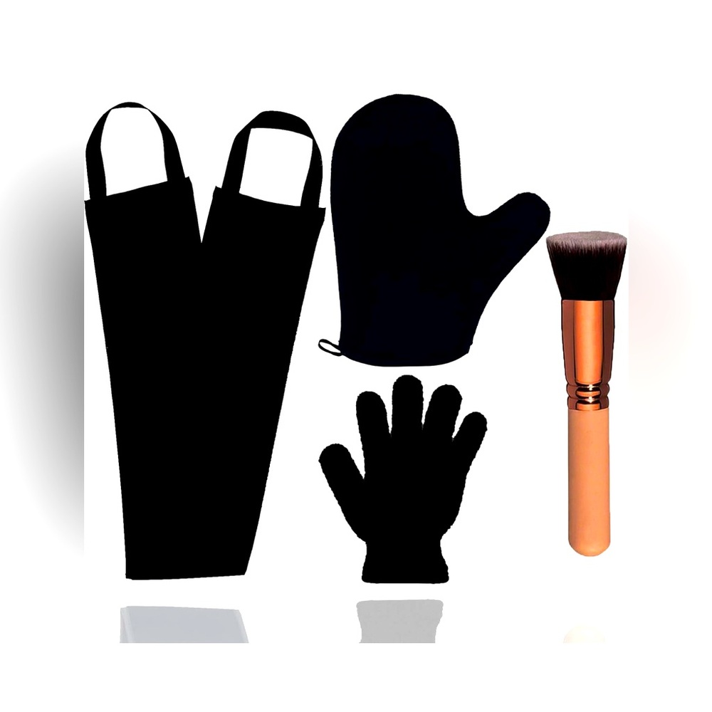 NWT 4 piece tan mitt/brush set